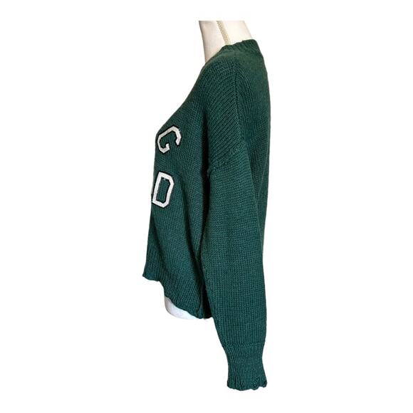 Wildfox Living Legend Distressed Green Sequin Sweater Small - Picture 3 of 9